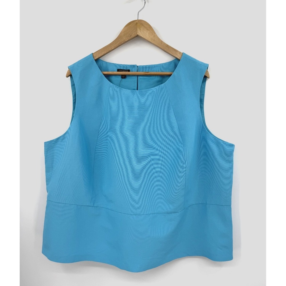 NWT Talbots Woman Sleeveless Shell Top Aqua Blue Cotton Silk Blend Size 24W